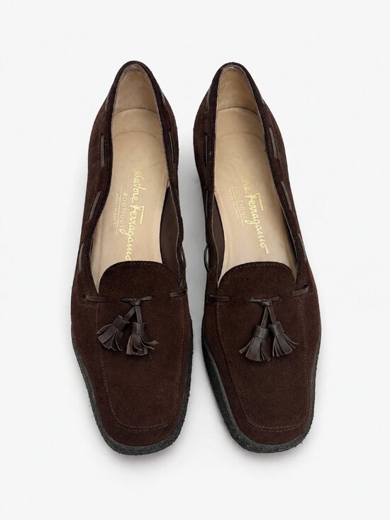 Salvatore Ferragamo Shoes - Salvatore Ferragamo Boutique Brown Suede Tassel Loafers Size 6.5